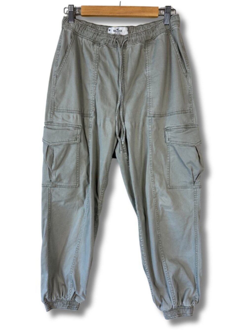 Hollister Women's Medium Cargo Pants Jogger High Rise Baggy Utility Sage Green